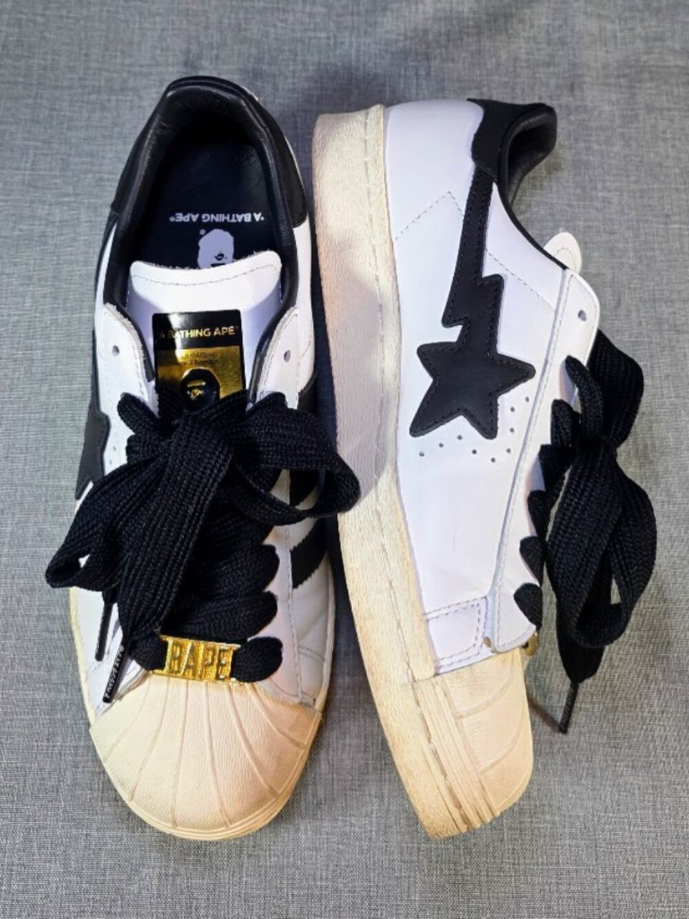 Adidas Originals x BAPE Superstar White Black Sneakers Men's 4.5 Women's 6.5